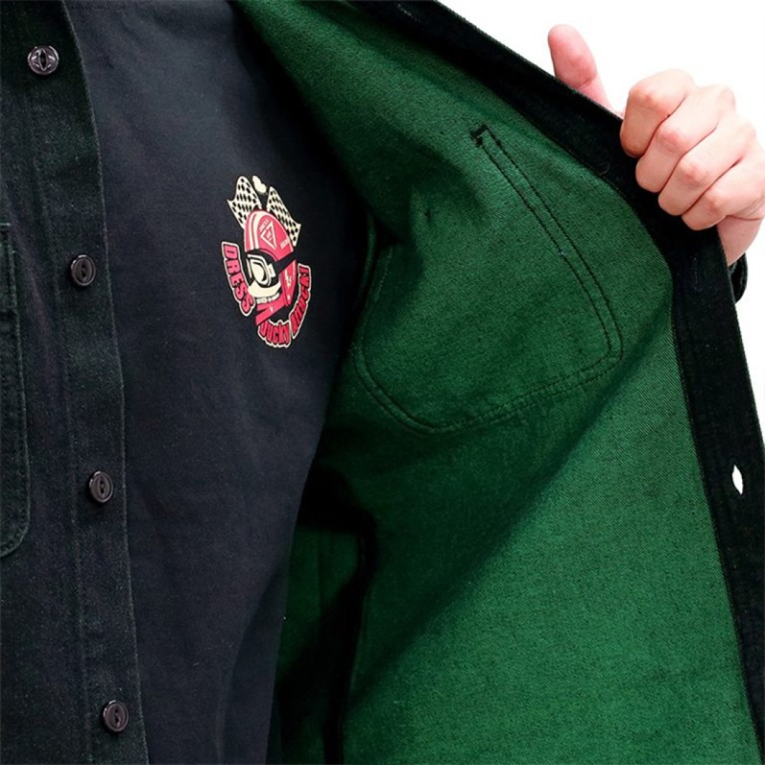 Dress Flannel Shirt Duck Black Green image
