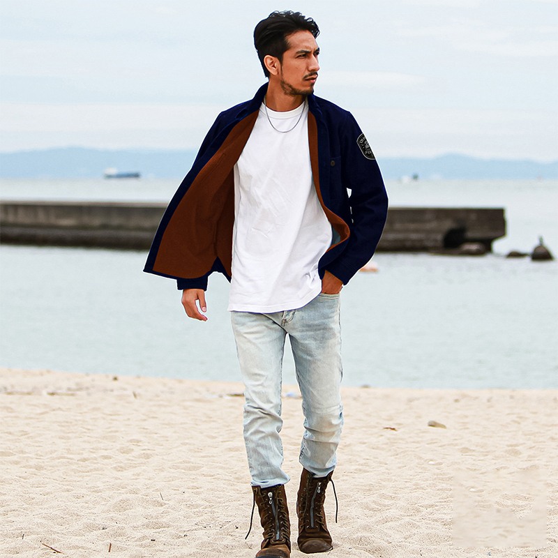 Πουκάμισο Χοντρό Dress Flannel Shirt Duck Navy Orange Ένδυση, Μπουφάν image