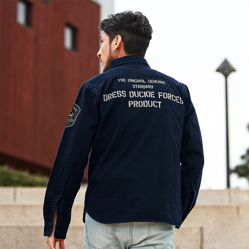 Πουκάμισο Χοντρό Dress Flannel Shirt Duck Navy Orange Ένδυση, Μπουφάν image