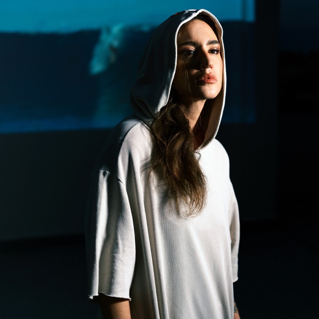 Κοντομάνικο Hoodie Oxean Beige Ένδυση, Φούτερ image