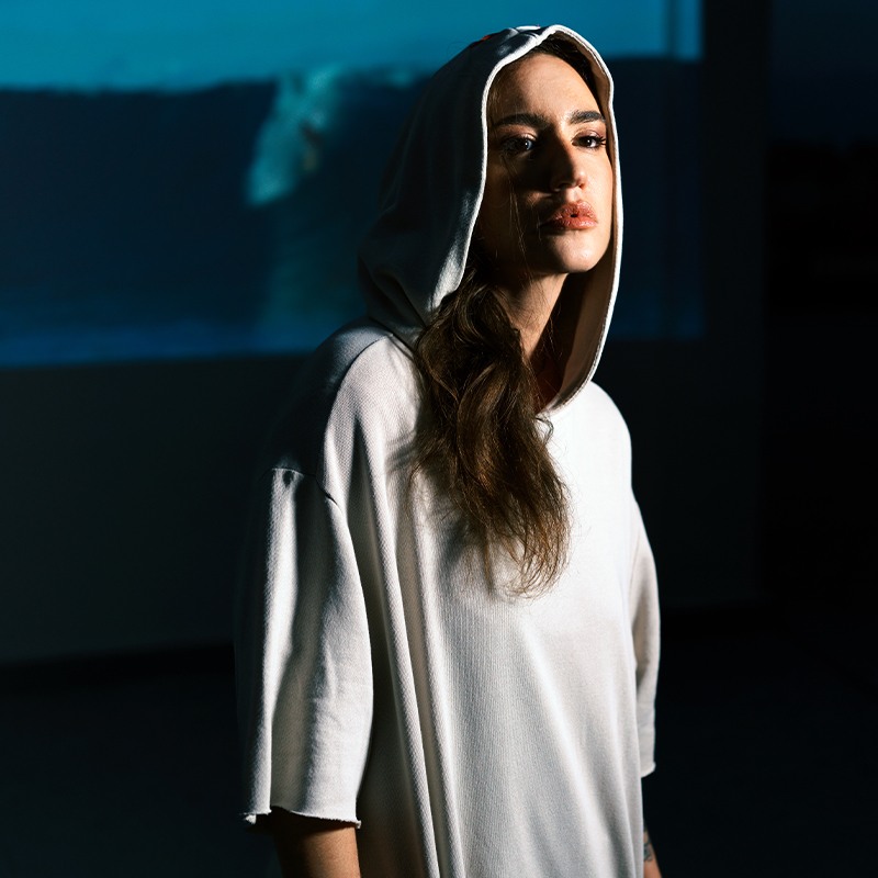 Κοντομάνικο Hoodie Oxean Beige Ένδυση, Φούτερ image