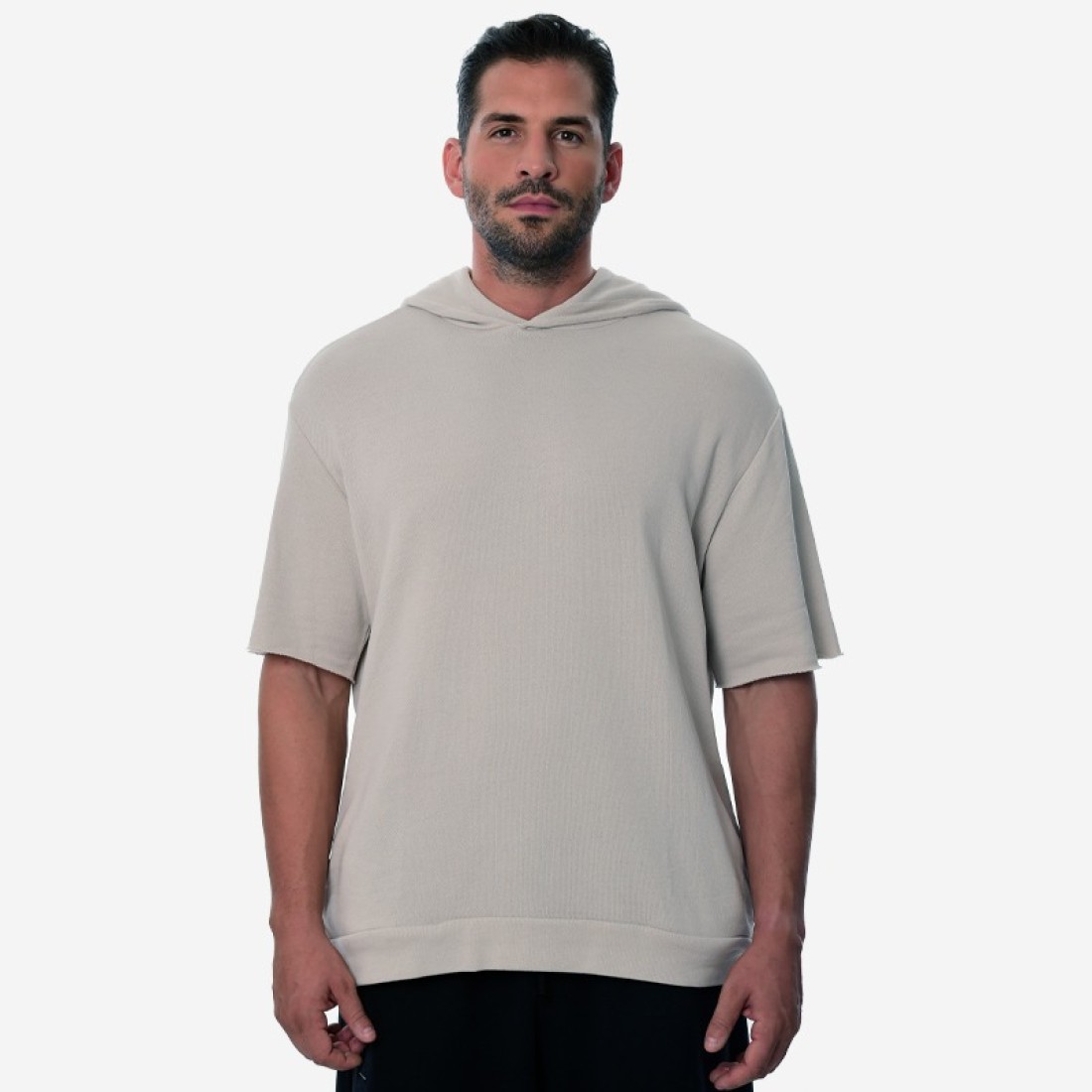 Κοντομάνικο Hoodie Oxean Beige Ένδυση, Φούτερ image