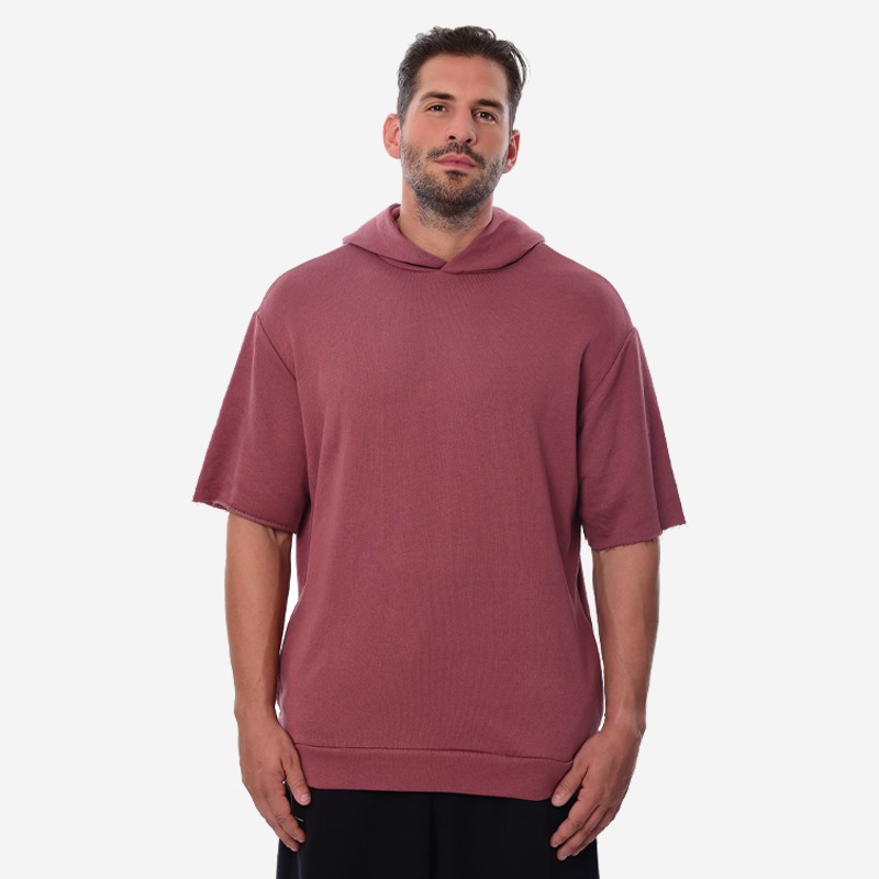 Κοντομάνικο Hoodie Oxean Cinnamon Red Ένδυση, Φούτερ image