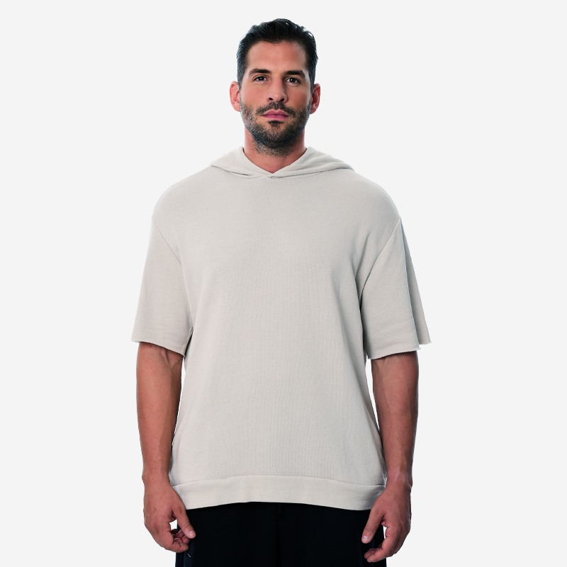 Κοντομάνικο Hoodie Unisex Oxean 'Reflective' Beige