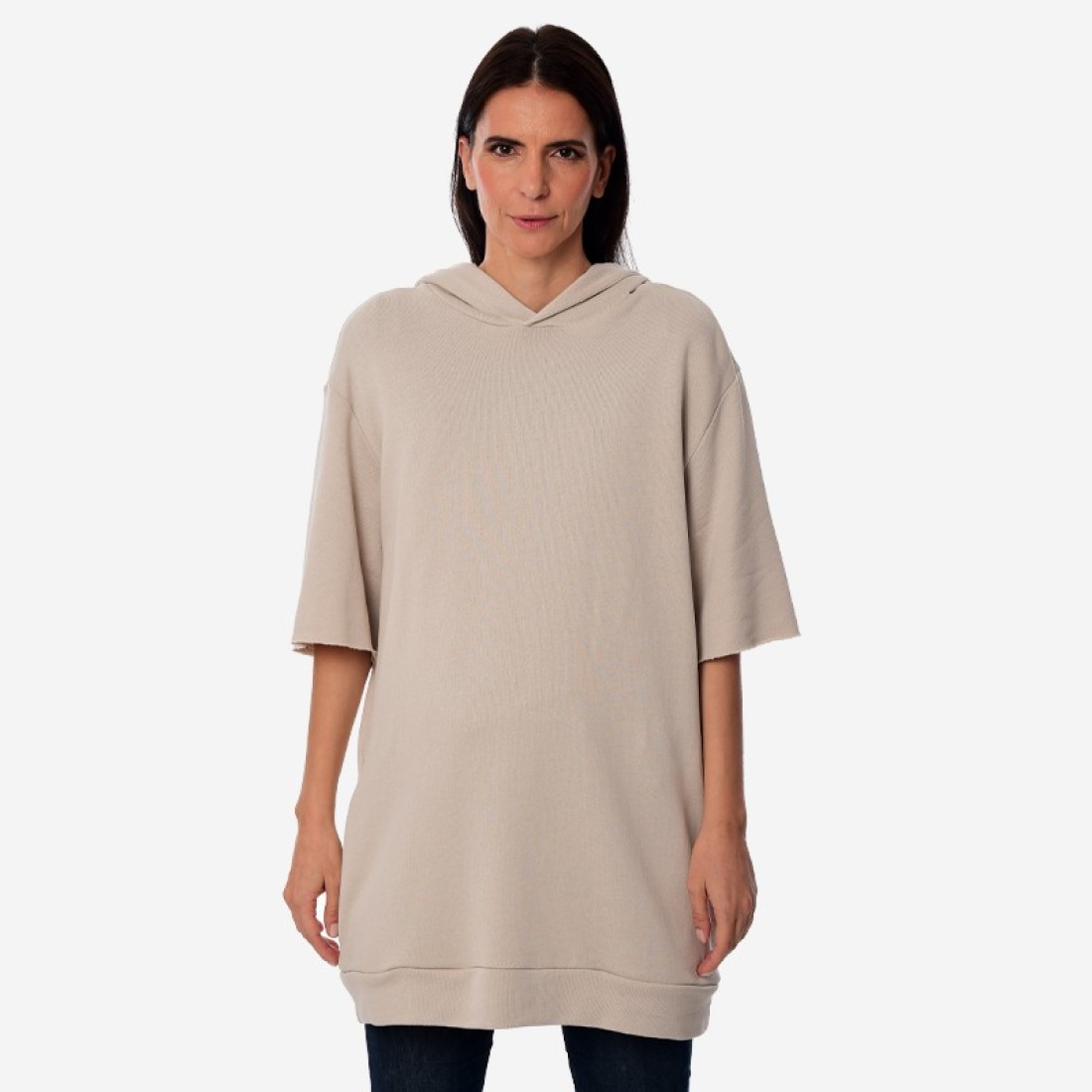 Oxean Unisex Short Sleeve Hoodie 'Reflective' Beige Clothes, Hoodies image