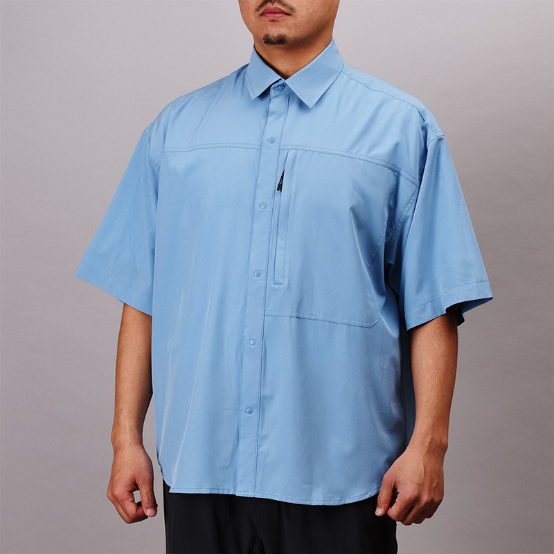 Πουκάμισο RBB Rivalley Quick-Drying Stretch Half Shirt Smoke Blue